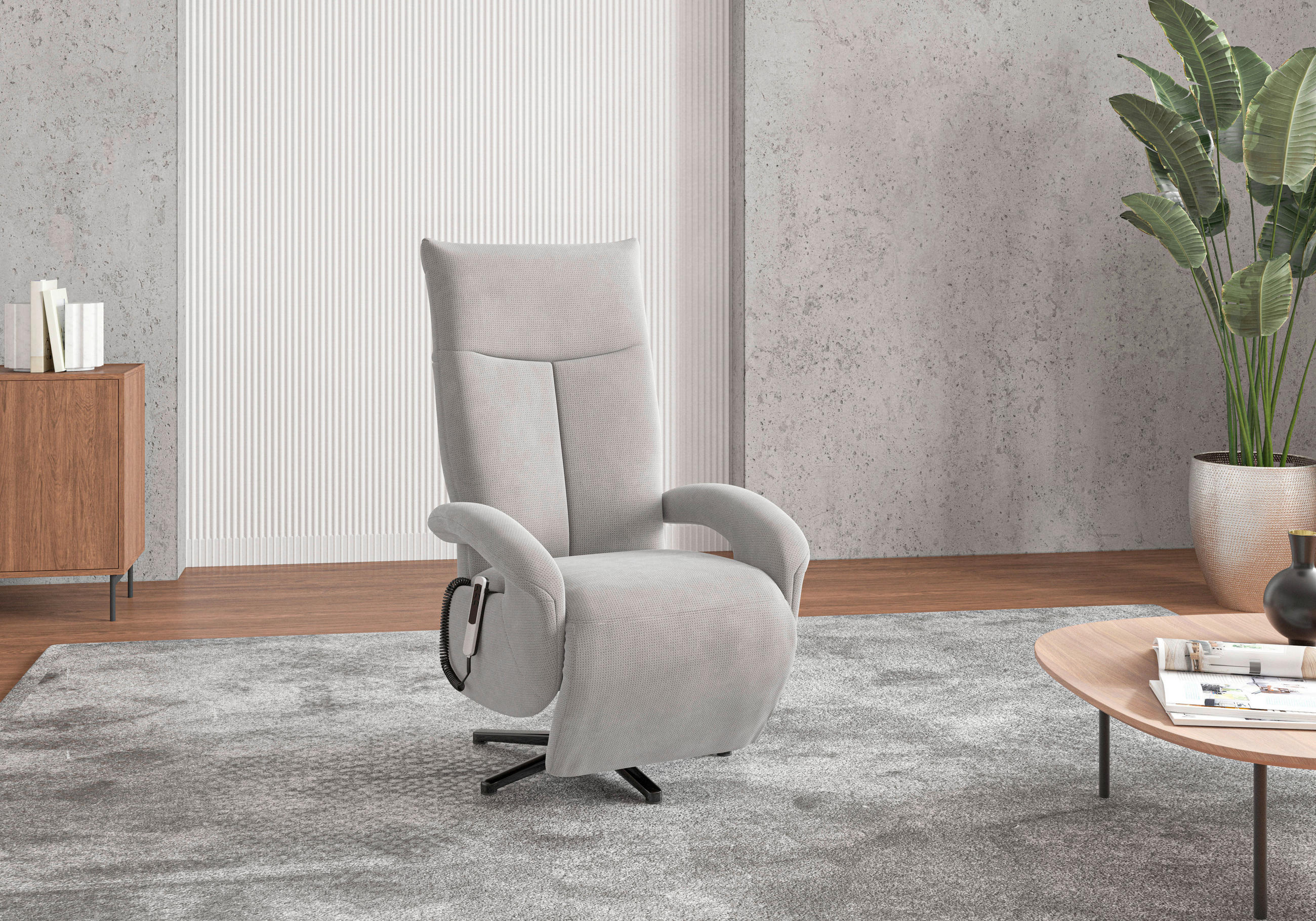 Sit & More KRESLO, textil, strieborná.