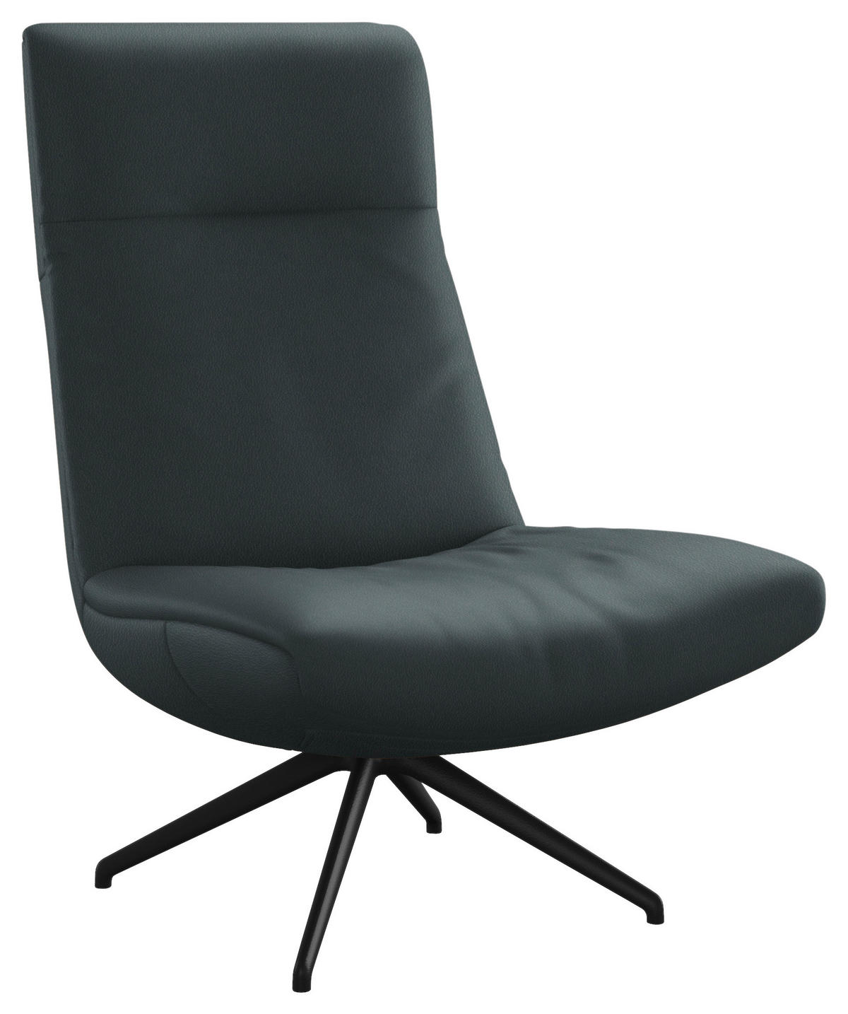 SESSEL in Echtleder Graublau  - Graublau/Schwarz, Modern, Leder/Metall (74/105/92cm) - Johann Jakob