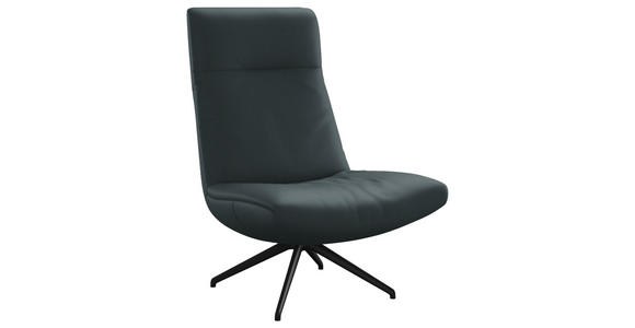 SESSEL in Echtleder Graublau  - Graublau/Schwarz, MODERN, Leder/Metall (74/105/92cm) - Johann Jakob