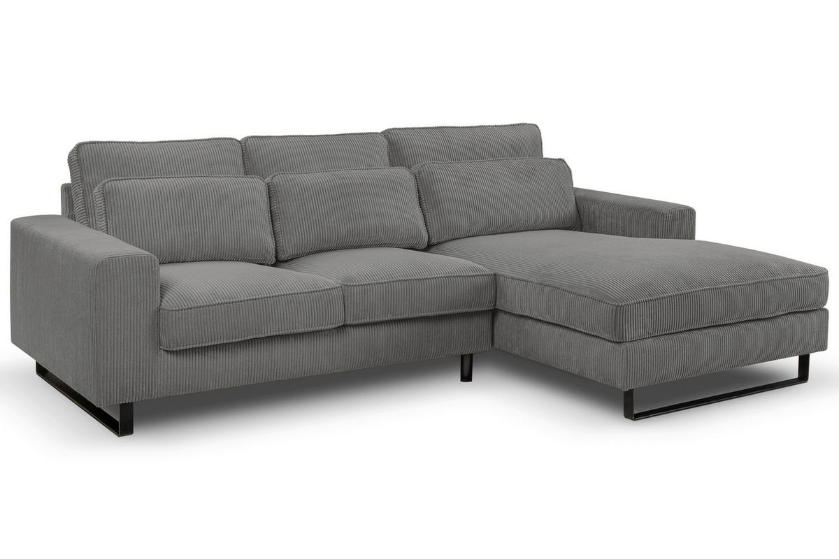 ECKSOFA BOLIVIA in Cord Grau  276/183 cm  - Beige/Schwarz, Basics, Holzwerkstoff/Textil (276/183cm) - MID.YOU