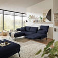 ECKSOFA  in Flachgewebe Blau Armteilverstellung, Relaxfunktion, Drehsitzfunktion  175-224/255-365 cm  - Blau/Schwarz, Design, Textil/Metall (175-224/255-365cm) - Dieter Knoll