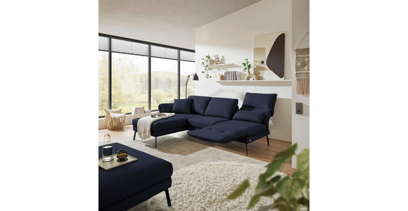 ECKSOFA  in Flachgewebe Blau Armteilverstellung, Relaxfunktion, Drehsitzfunktion  175-224/255-365 cm  - Blau/Schwarz, Design, Textil/Metall (175-224/255-365cm) - Dieter Knoll