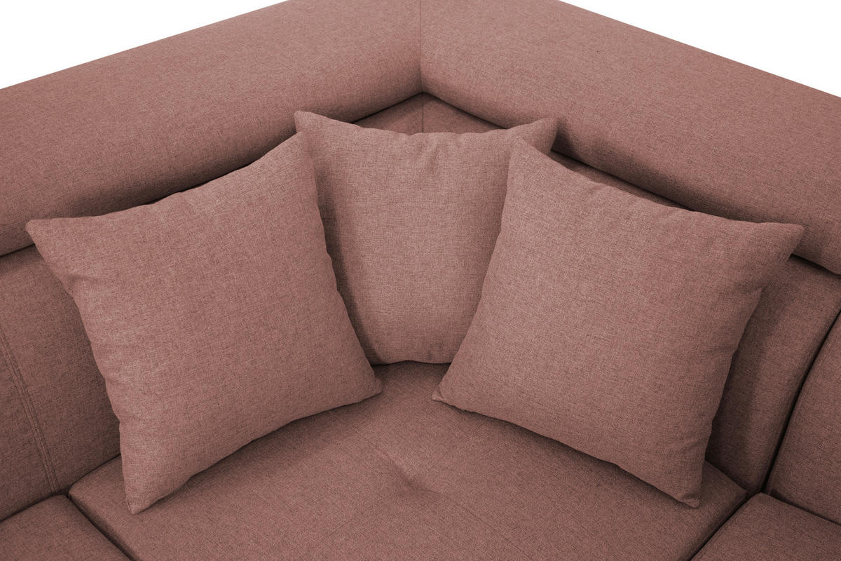 ECKSOFA in Webstoff Hellrot  - Hellrot/Silberfarben, Design, Textil/Metall (226/257cm) - Xora