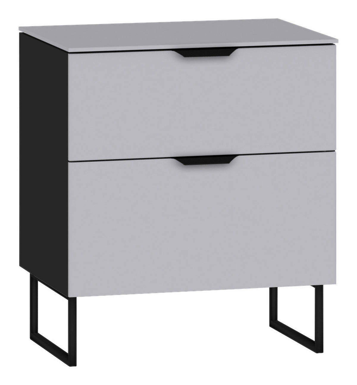 NACHTKÄSTCHEN 45/53/43 cm  in Schwarz, Hellgrau  - Hellgrau/Schwarz, Design, Glas/Holzwerkstoff (45/53/43cm) - Jutzler