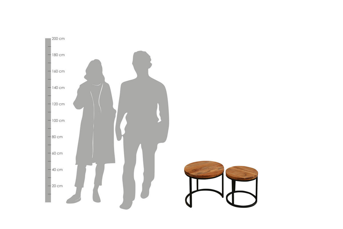 SATZTISCH in Holz, Metall  - Schwarz/Akaziefarben, MODERN, Holz/Metall - MID.YOU