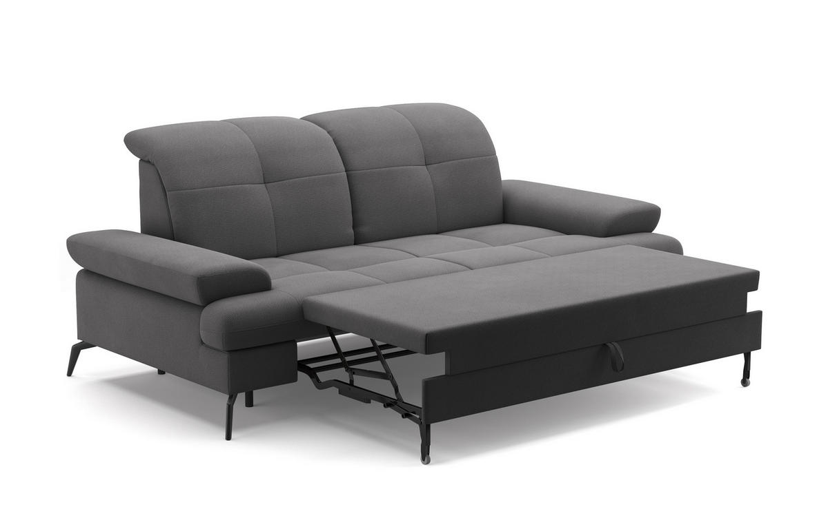 CANAPÉ 2.5 PLACES in Flachgewebe Grau  - Schwarz/Grau, Konventionell, Textil/Metall (202/90/122cm) - Sit & More