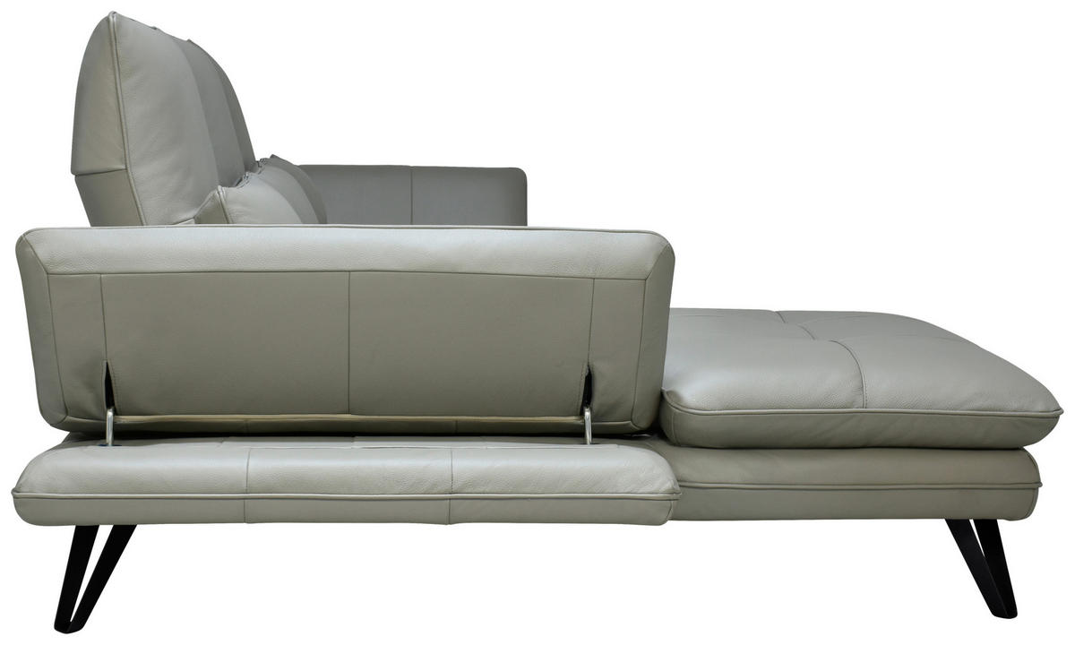 ECKSOFA inkl. Funktionen Taupe Echtleder  - Taupe/Schwarz, Design, Leder/Metall (104-128/312cm) - Celina Home