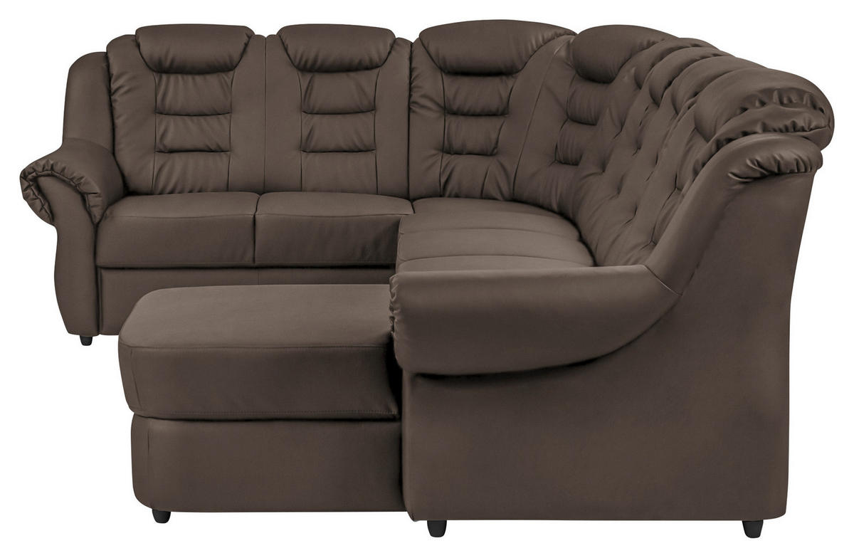 WOHNLANDSCHAFT Braun Lederlook  - Schwarz/Braun, KONVENTIONELL, Kunststoff/Textil (216/333/165cm) - Livetastic