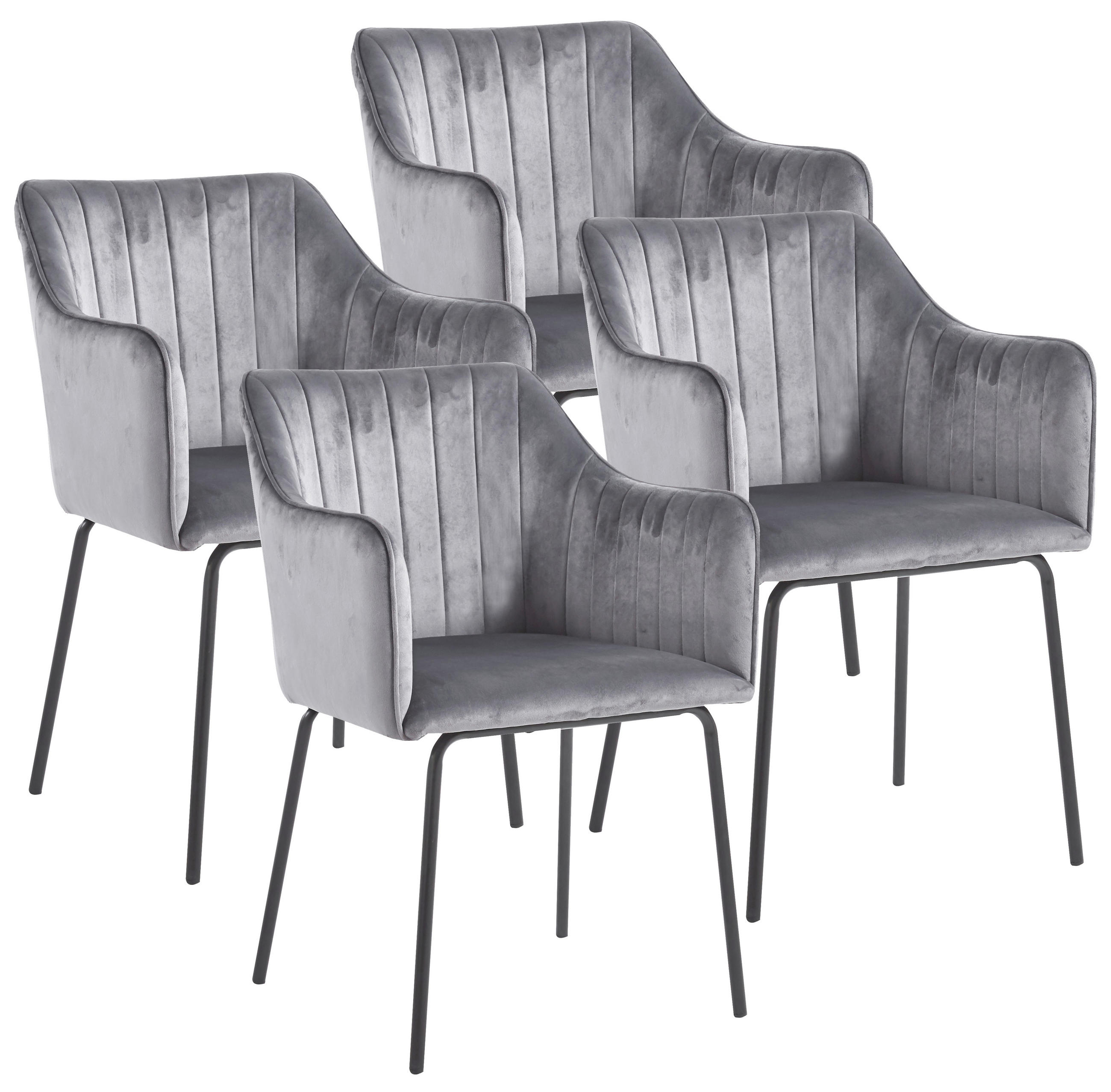 STOL MED ARMSTÖD SET 4 styck järn  - ljusgrå/svart, Design, metall/trämaterial (48,5/84/48cm) - MID.YOU