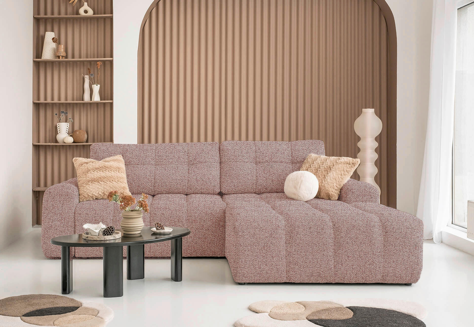 ECKSOFA  in Rot  268/184 cm  - Rot/Schwarz, Design, Kunststoff/Textil (268/184cm) - MID.YOU