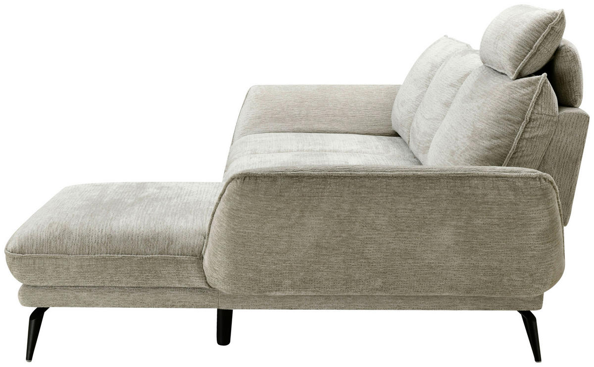 ECKSOFA Beige Mikrofaser  - Beige/Schwarz, Design, Textil/Metall (325/85/109-170cm) - Novel