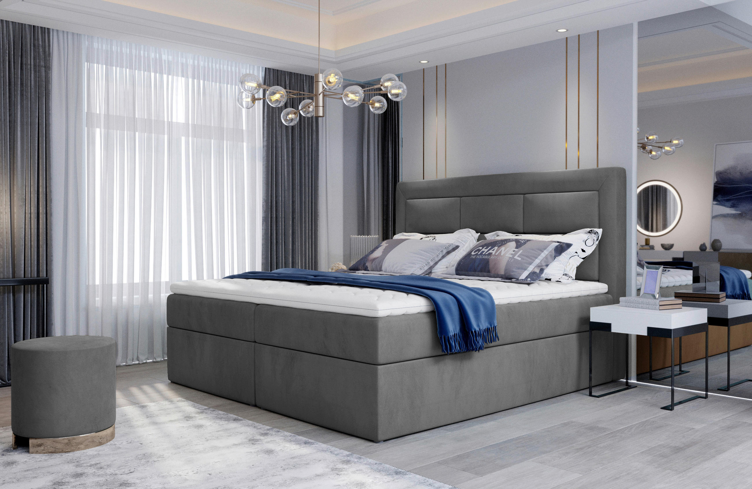 BOXBETT 180/200 cm  in Grau  - Silberfarben/Grau, Modern, Holz/Kunststoff (180/200cm) - MID.YOU