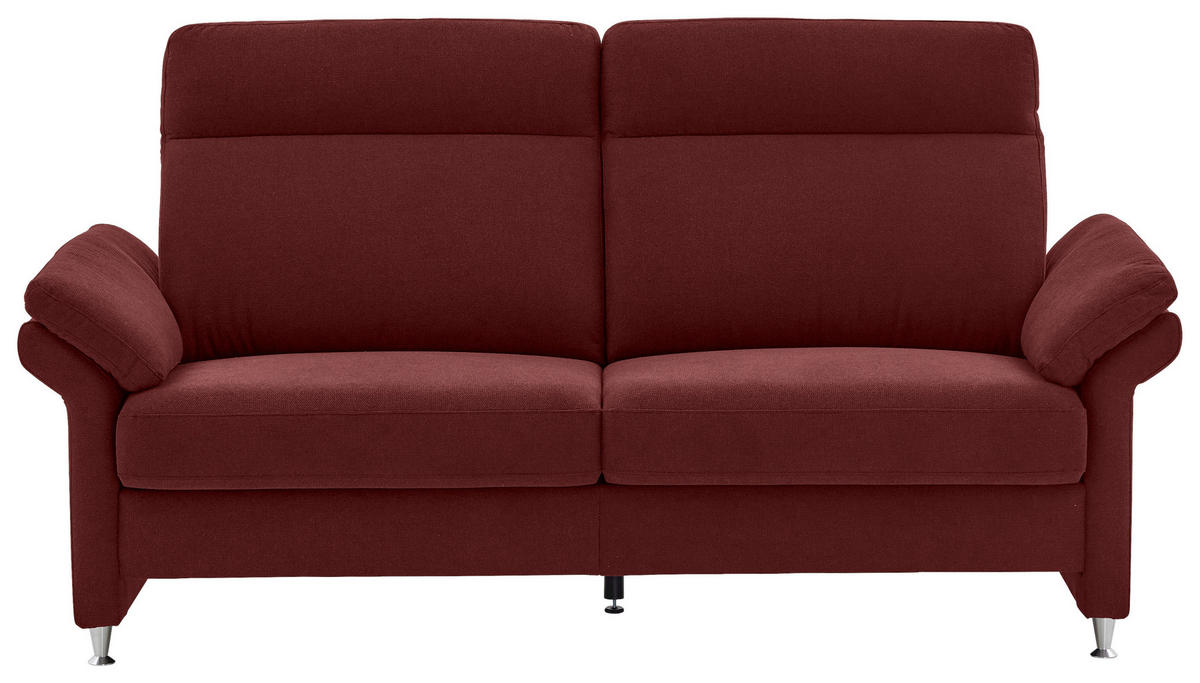 3-SITZER-SOFA in Flachgewebe Bordeaux  - Bordeaux/Alufarben, Modern, Textil/Metall (196/103/89cm) - Pure Home Comfort