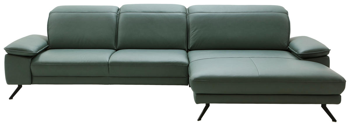 ECKSOFA Dieter Knoll Opal Echtleder  - Opal/Schwarz, Design, Leder/Metall (332/193cm) - Dieter Knoll