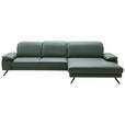 ECKSOFA Dieter Knoll Opal Echtleder  - Opal/Schwarz, Design, Leder/Metall (332/193cm) - Dieter Knoll