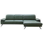 ECKSOFA Dieter Knoll Opal Echtleder  - Opal/Schwarz, Design, Leder/Metall (332/193cm) - Dieter Knoll