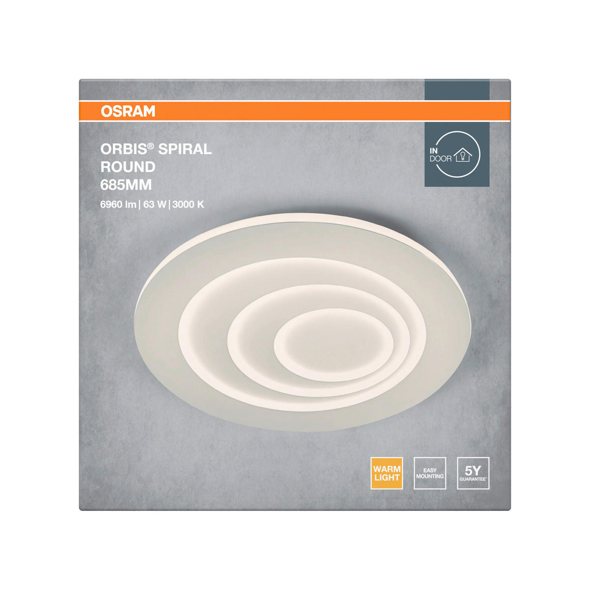 LED-DECKENLEUCHTE Orbis Spiral Round 68,5/5,6 cm   - Weiß, Design, Kunststoff/Metall (68,5/5,6cm) - Osram
