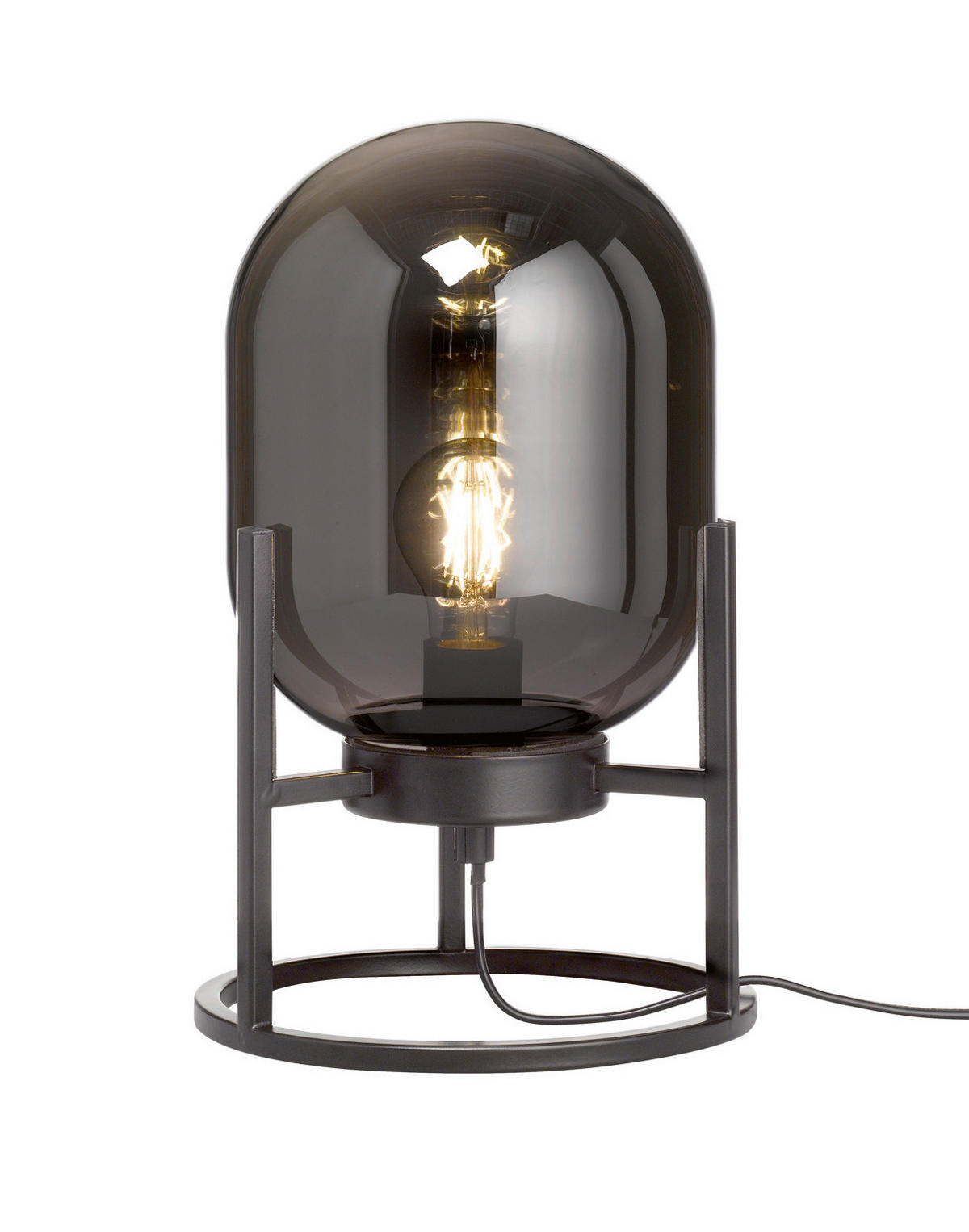 TISCHLEUCHTE 21/34 cm   - Schwarz, Design, Glas/Metall (21/34cm) - Fischer & Honsel