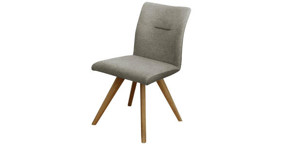 STUHL Webstoff Eichefarben, Dunkelgrau, Beige Wildeiche vollmassiv  - Eichefarben/Dunkelgrau, KONVENTIONELL, Holz/Textil (51,5/87,5/63cm) - Linea Natura