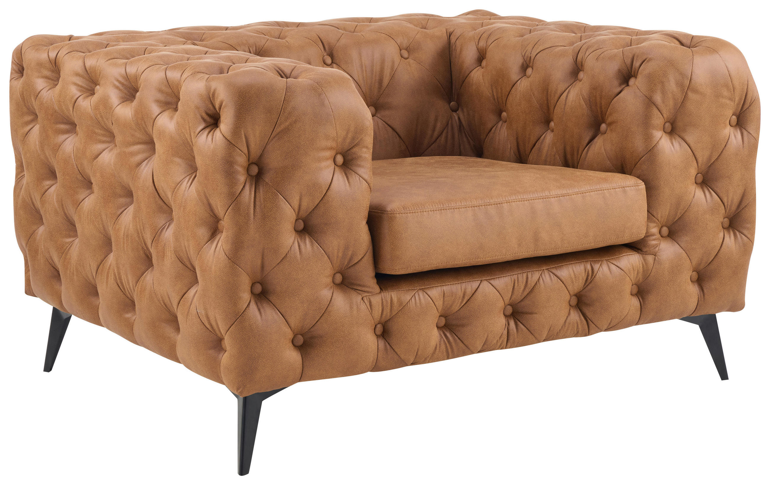 CHESTERFIELD-SESSEL - Schwarz/Braun, KONVENTIONELL, Textil/Metall (125/75/97cm) - Landscape