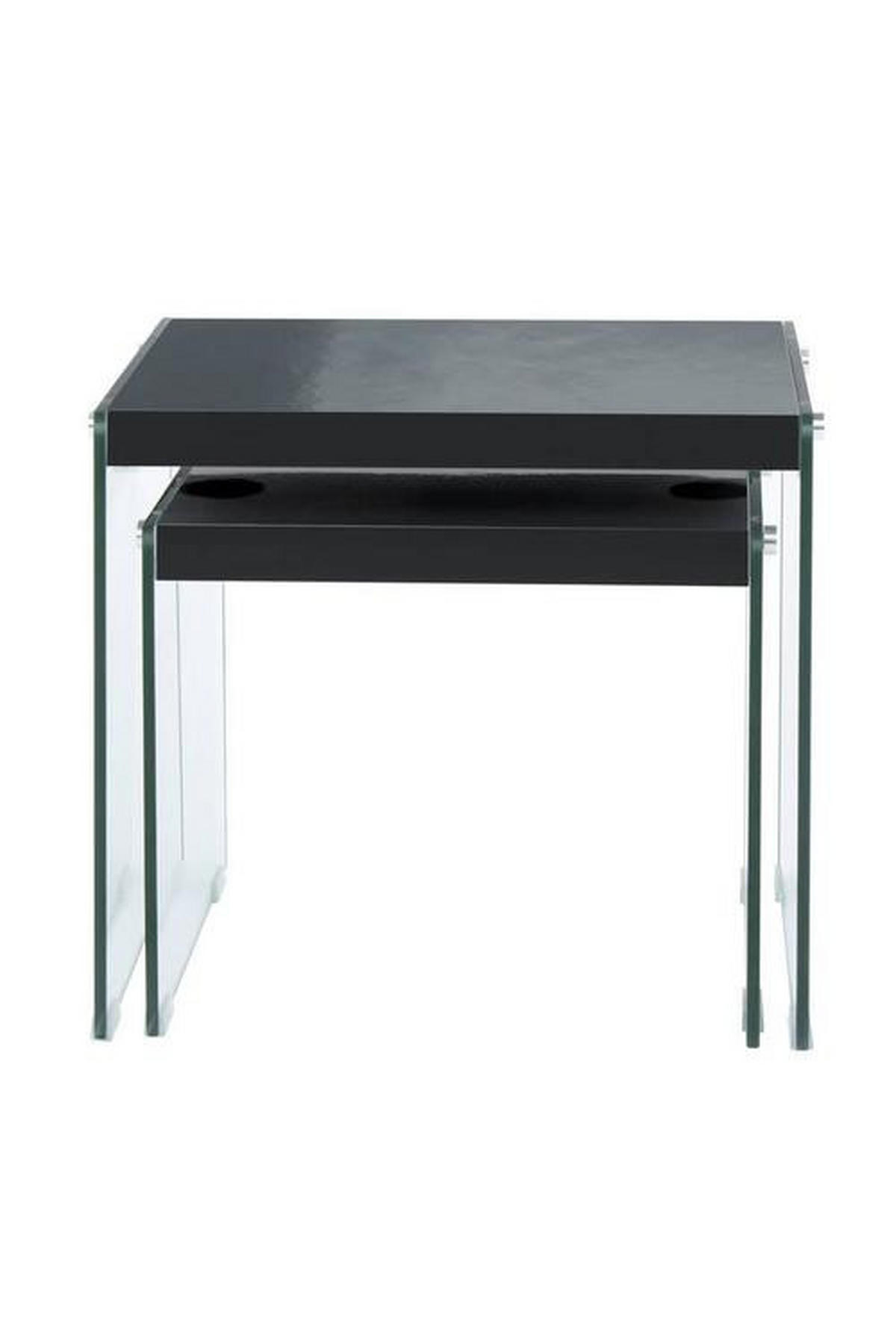 BEISTELLTISCHSET in Glas, Holzwerkstoff  - Klar/Schwarz, Basics, Glas/Holzwerkstoff - Kayoom
