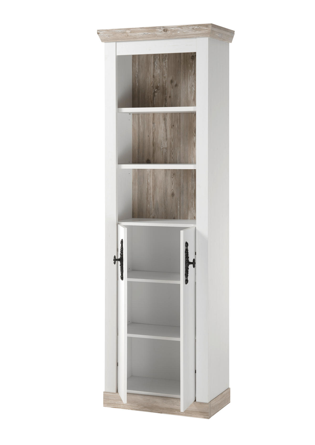 HOCHSCHRANK 65/200/35 cm  - Schwarz/Pinienfarben, Design, Holzwerkstoff/Metall (65/200/35cm) - MID.YOU