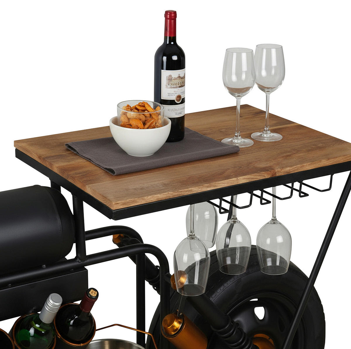 BAR in Schwarz, Goldfarben  - Goldfarben/Schwarz, Trend, Holz/Metall (179/84/45cm)