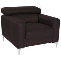 SESSEL Echtleder Dunkelbraun    - Chromfarben/Dunkelbraun, Design, Leder/Metall (99/78-92/106cm) - Livetastic