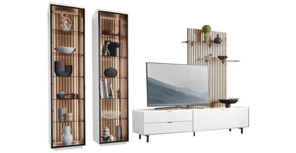 LOWBOARD Weiß  216,8/50,1/46 cm  - Schwarz/Weiß, Design, Holz/Metall (216,8/50,1/46cm) - Dieter Knoll