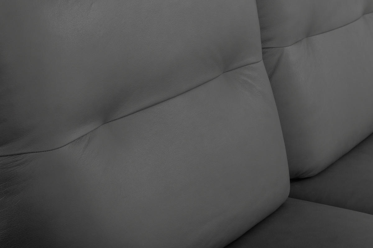 ECKSOFA 235/160 cm  in Echtleder Dunkelgrau Rücken echt, Armteilverstellung, Kopfteilverstellung, Sitztiefenverstellung  235/160 cm  - Dunkelgrau/Schwarz, Design, Leder/Metall (235/160cm) - Celina Home