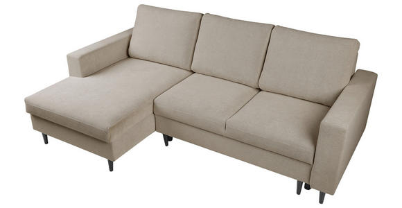 ECKSOFA  in Struktur Hellbraun  - Hellbraun/Schwarz, MODERN, Holz/Kunststoff (145/230cm) - Carryhome