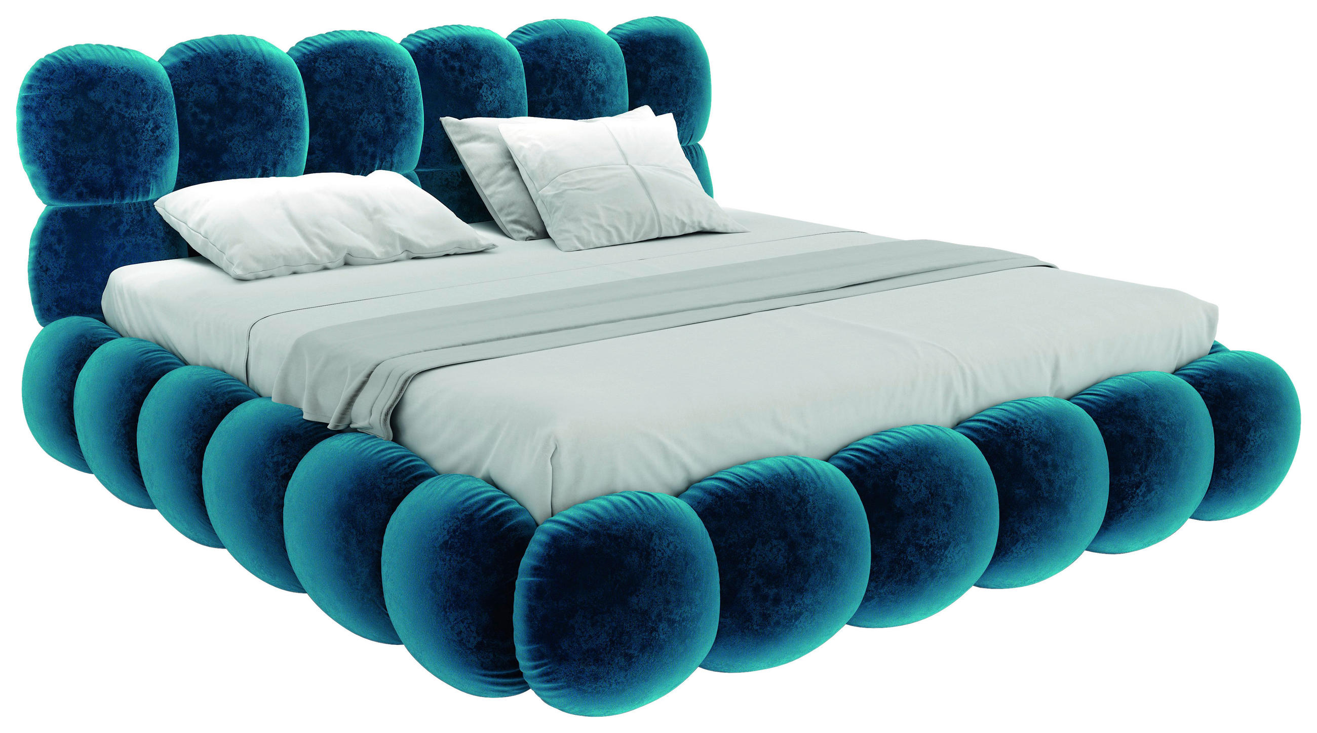 POLSTERBETT Blau 200/200 cm  - Blau/Schwarz, Trend, Textil/Metall (200/200cm) - Bretz