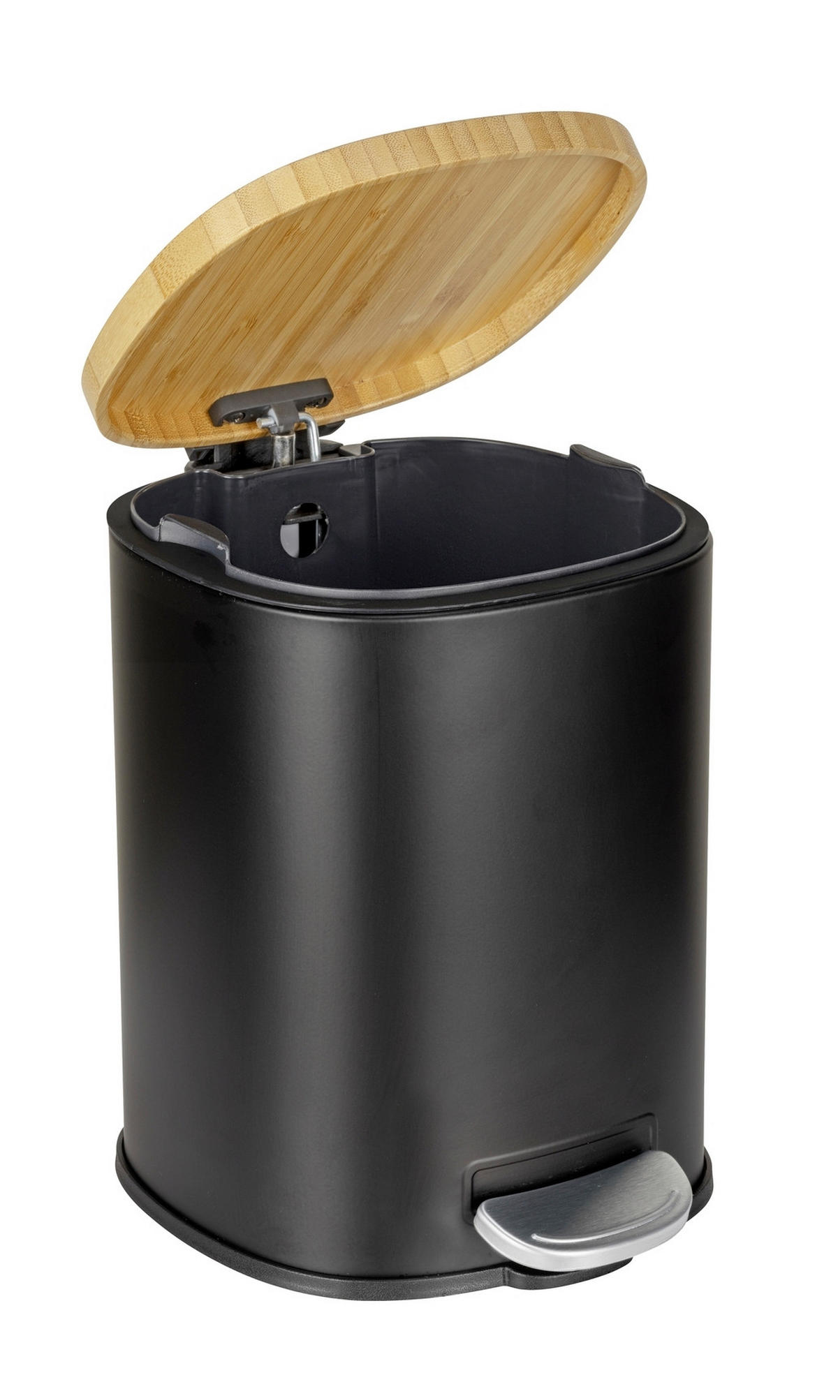 PEDÁLOS SZEMETES 3 l  - fekete, Basics, műanyag/fa (17/23,5/21cm) - Wenko