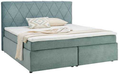 BOXSPRINGBETT 180/200 cm  in Türkis  - Türkis/Schwarz, Design, Kunststoff/Textil (180/200cm) - Xora