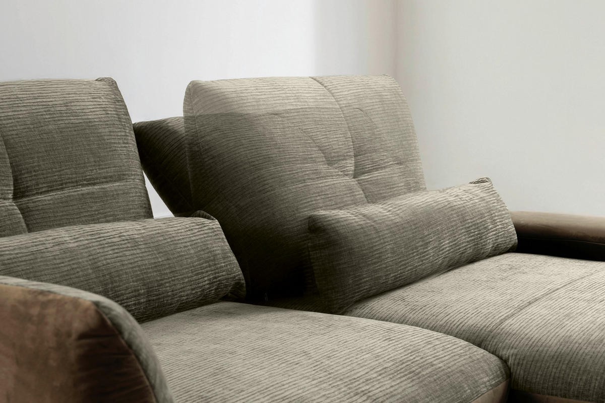 ECKSOFA Olivgrün  - Schwarz/Olivgrün, Trend, Holz/Metall (273/191-207cm) - Livetastic