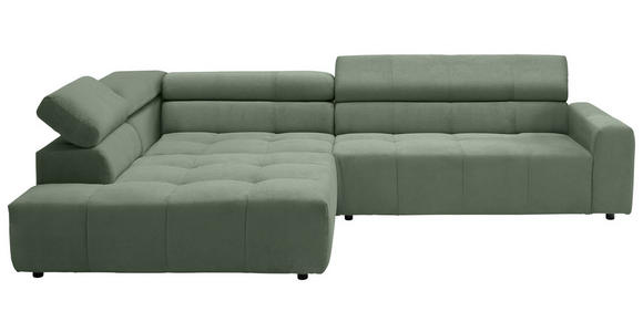 ECKSOFA in Feincord Olivgrün  - Schwarz/Olivgrün, KONVENTIONELL, Kunststoff/Textil (219/311cm) - Hom`in