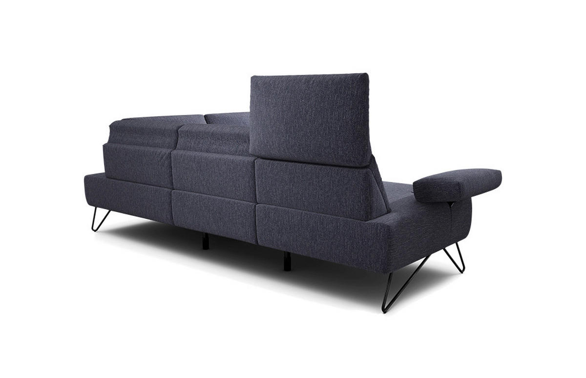 ECKSOFA Cosy Blau Chenille  - Blau/Schwarz, Design, Textil/Metall (248-263/193cm) - SENSOO