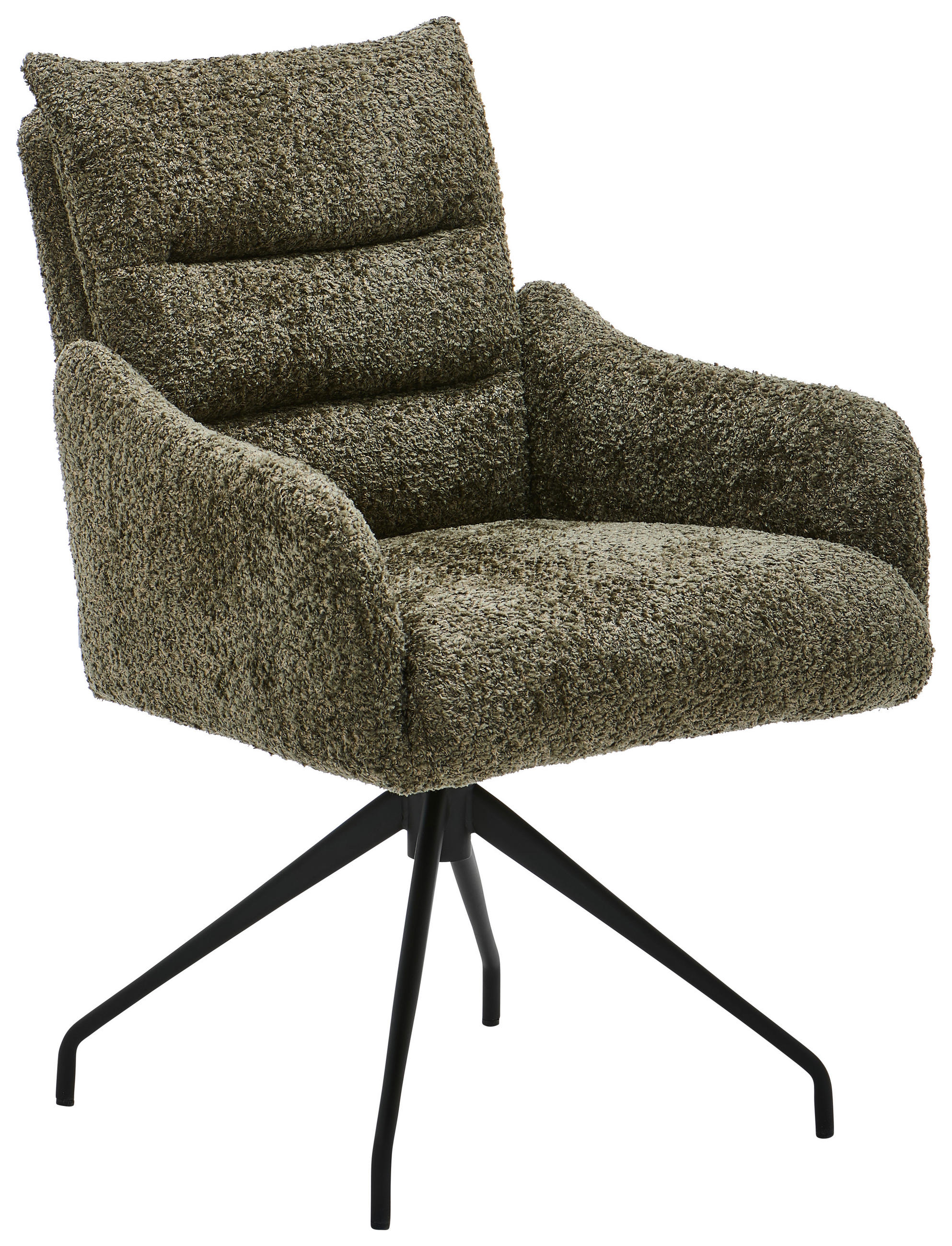 ARMLEHNSTUHL  Beinauswahl, Lederauswahl, Stoffauswahl, Sitzfläche 360° drehbar, Gestellauswahl Chenille  Waldgrün  - Waldgrün/Schwarz, Design, Textil/Metall (62/86/68cm) - Welnova