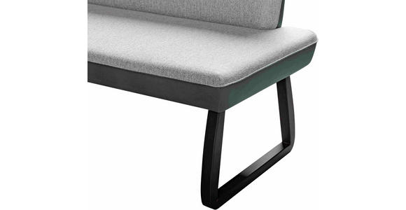 SITZBANK 150/88/60 cm Webstoff Grün, Hellgrau Buche vollmassiv - Hellgrau/Schwarz, KONVENTIONELL, Holz/Textil (150/88/60cm) - Novel