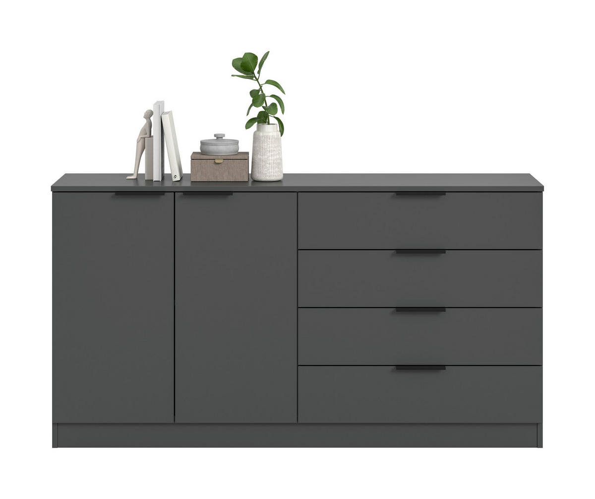KOMMODE  in 148/80/35 cm  - Anthrazit/Schwarz, Design, Holzwerkstoff/Kunststoff (148/80/35cm) - Livetastic