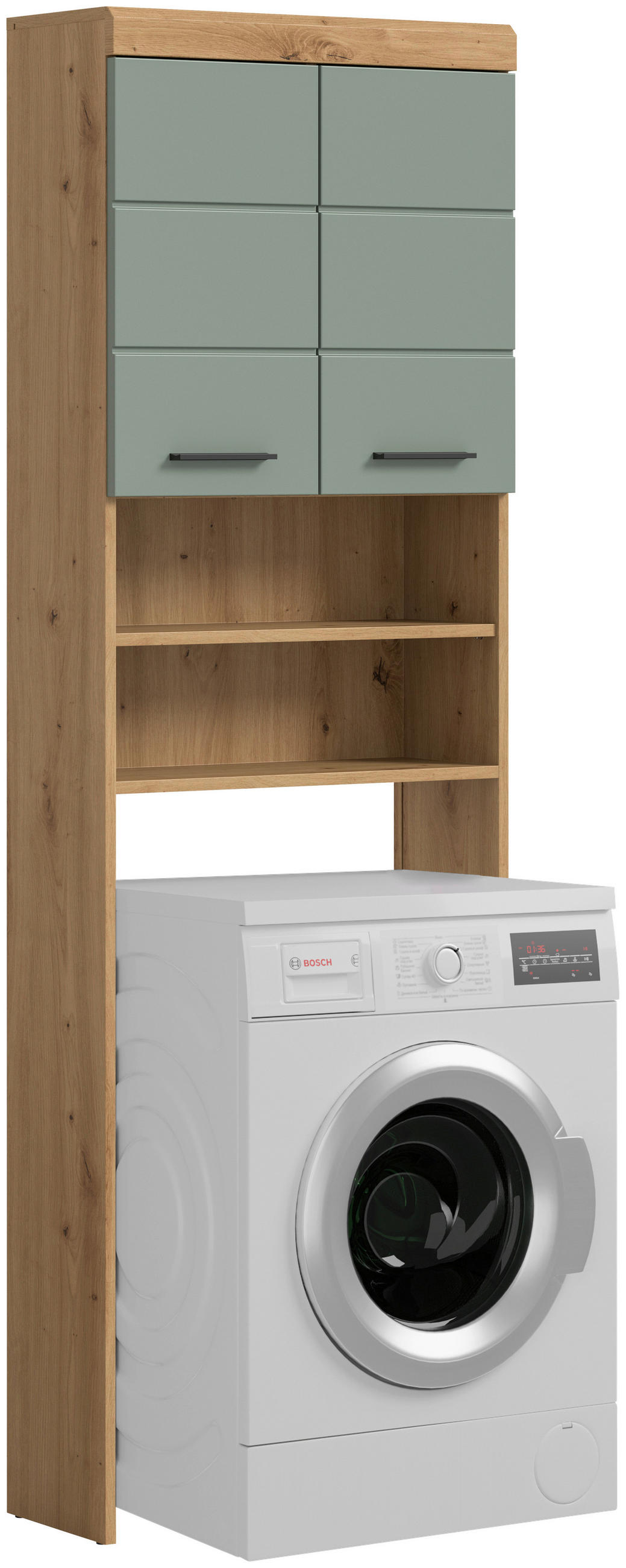 Waschmaschinenschrank Scout Eiche Artisan Dekor Salbeigrün