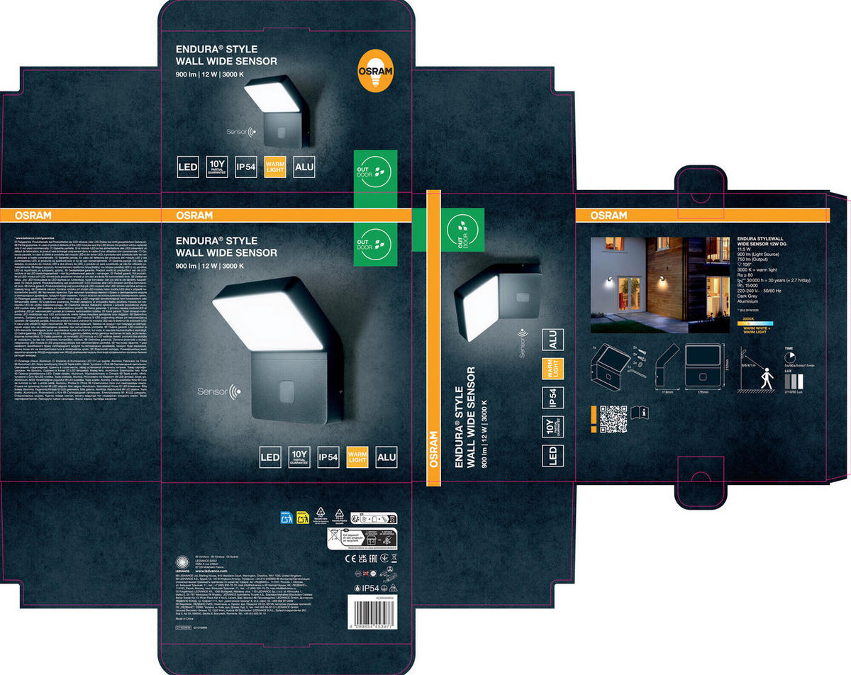 LED-AUßENLEUCHTE 11,8/17,6/21,2 cm   - Dunkelgrau, Basics, Kunststoff/Metall (11,8/17,6/21,2cm) - Osram
