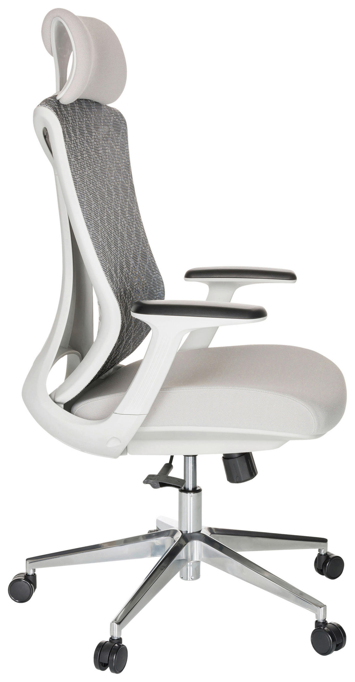 OTOČNÁ ŽIDLE, síťovina, plochá tkanina, světle šedá - barvy stříbra/světle šedá, Basics, kov/textil (67/115/69cm) - MID.YOU