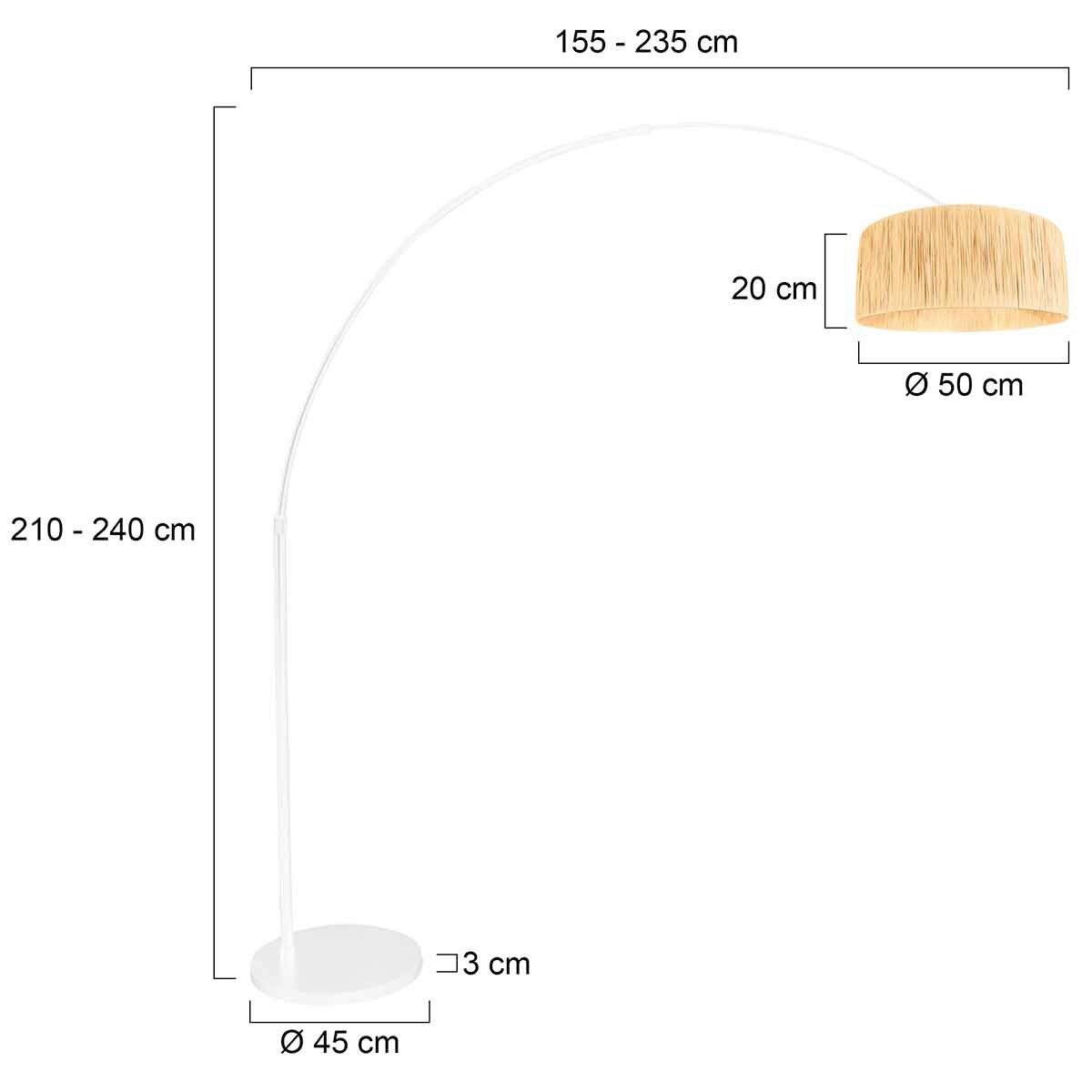 STEHLEUCHTE SPARKLED LIGHT 50/240/230 cm  - Beige/Weiß, Trend, Naturmaterialien/Metall (50/240/230cm)
