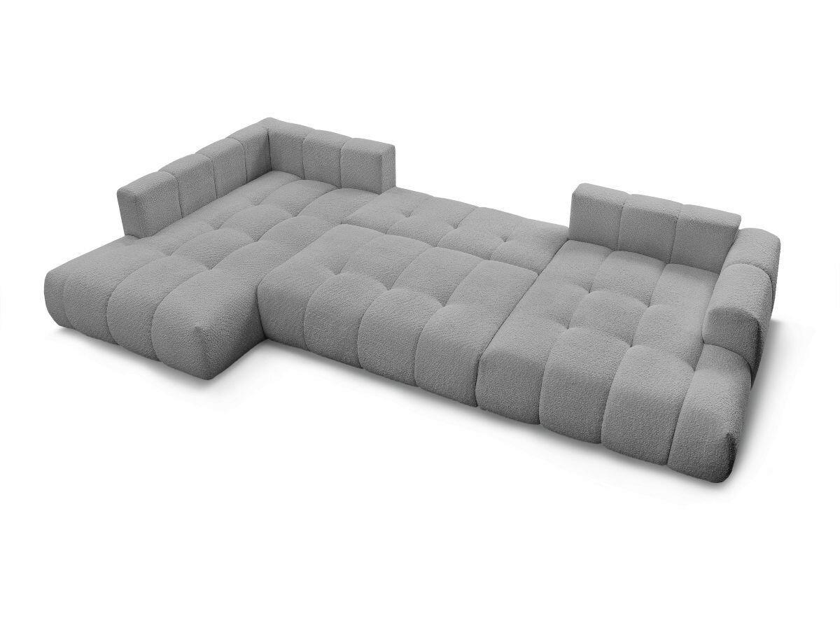 WOHNLANDSCHAFT  FUJI  Dunkelgrau Bouclé  - Dunkelgrau/Schwarz, MODERN, Kunststoff/Textil (204/377/160cm)