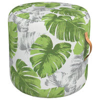 OUTDOORPOUF in  Blätter  - Weiß/Grün, Basics, Textil (45/45cm)