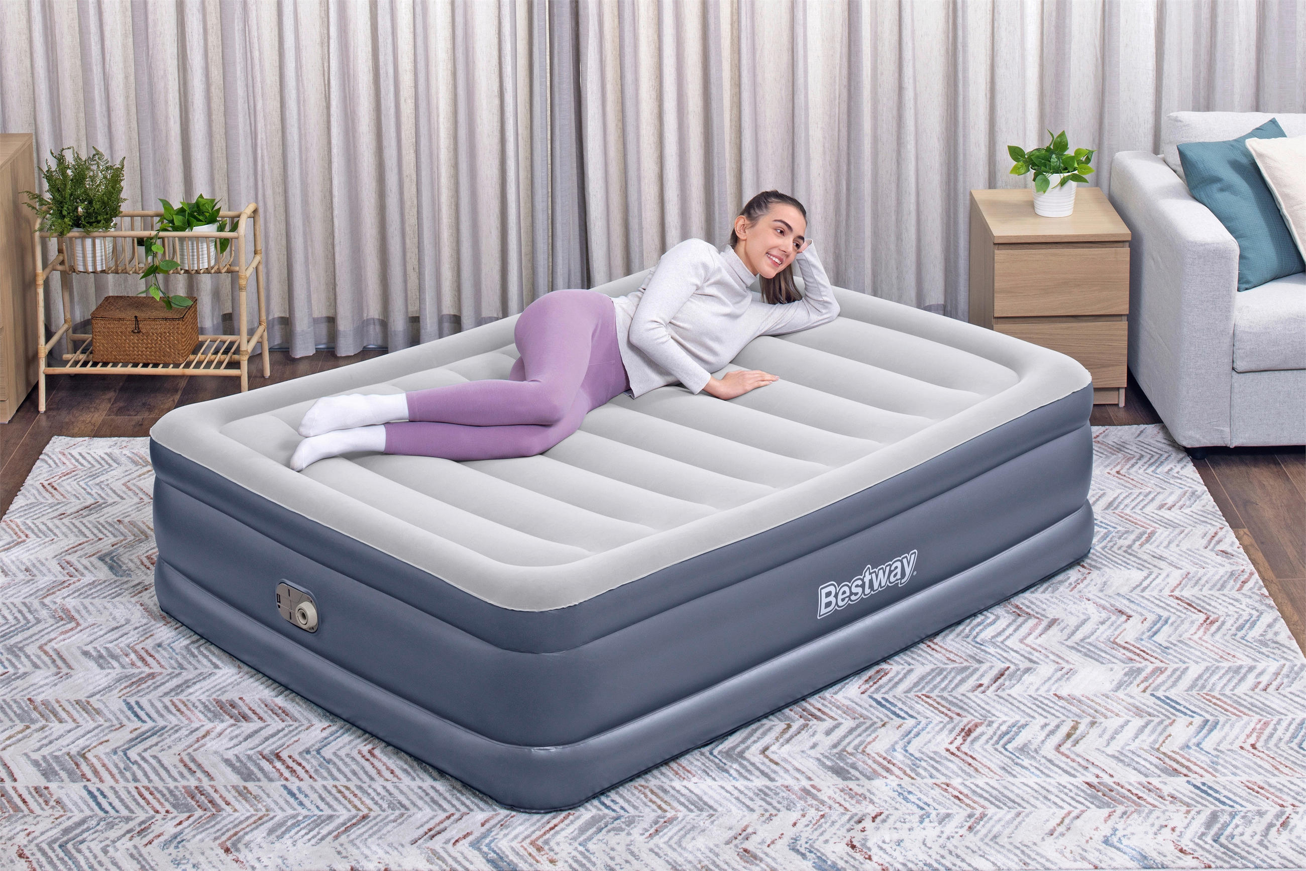 LUFTBETT TRITECH AIR 6713I Hellgrau, Hellblau  - Hellgrau/Hellblau, KONVENTIONELL, Kunststoff (203/152/51cm) - Bestway