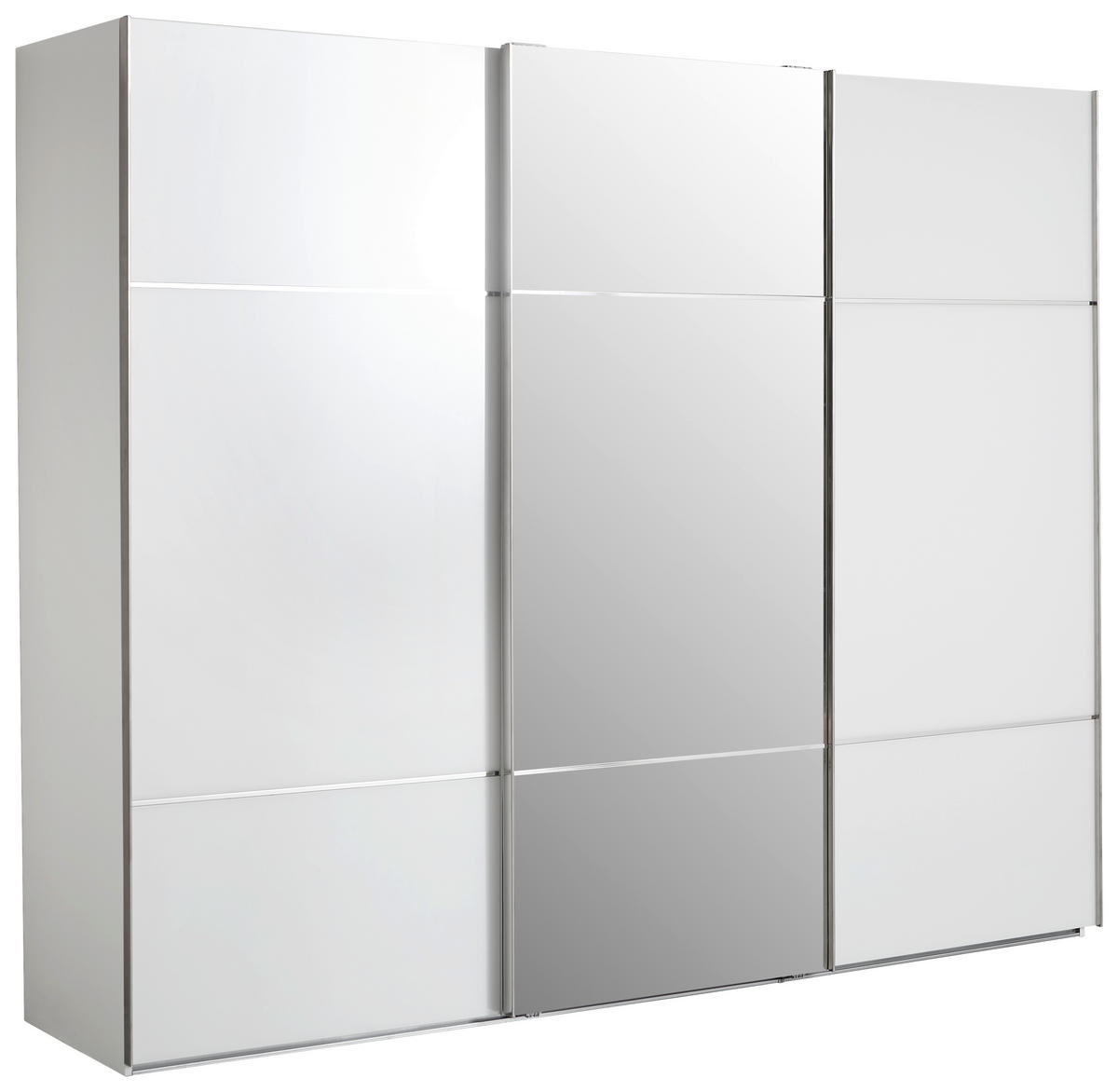 SCHWEBETÜRENSCHRANK 271/223/68 cm 3-türig Weiß  - Chromfarben/Weiß, KONVENTIONELL, Glas/Holzwerkstoff (271/223/68cm) - Novel