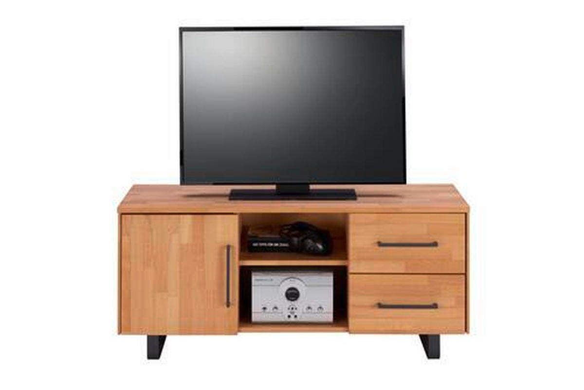 TV-ELEMENT  in 120/52/42 cm  - Anthrazit/Buchefarben, Natur, Holz/Metall (120/52/42cm) - Linea Natura