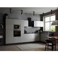 ECKKÜCHE 370/172 cm  in Weiß, Grau  - Silberfarben/Weiß, Design, Holzwerkstoff/Metall (370/172cm) - Respekta